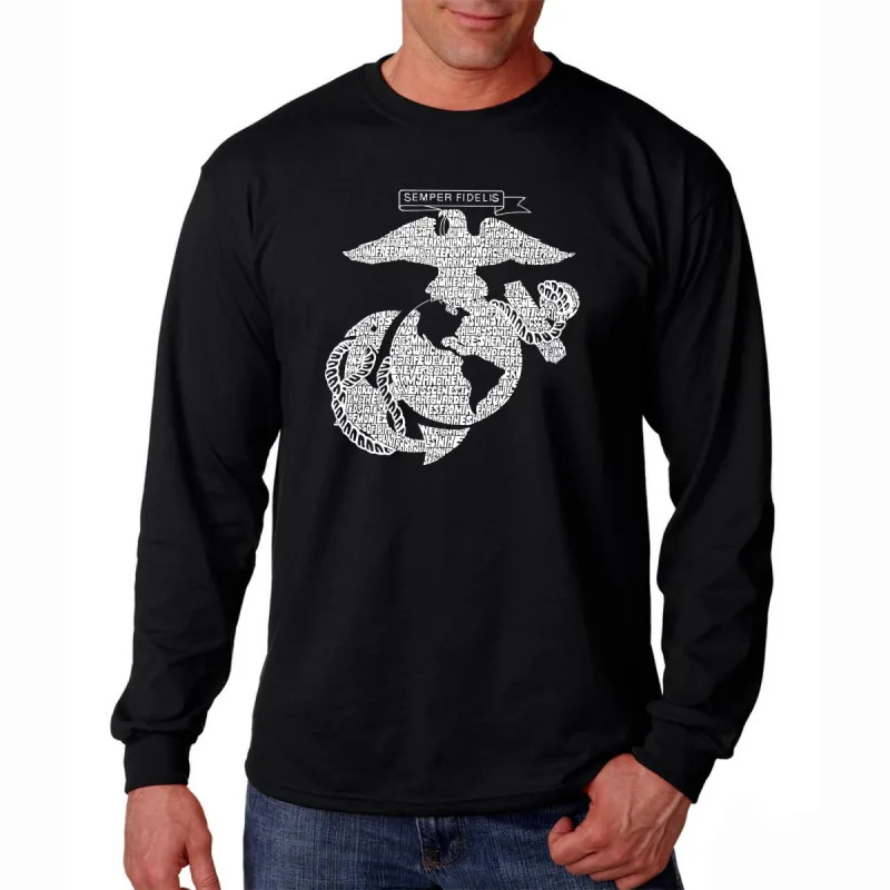 LYRICS TO THE MARINES HYMN - Men's Word Art Long Sleeve T-Shirt sold by LA Pop Art