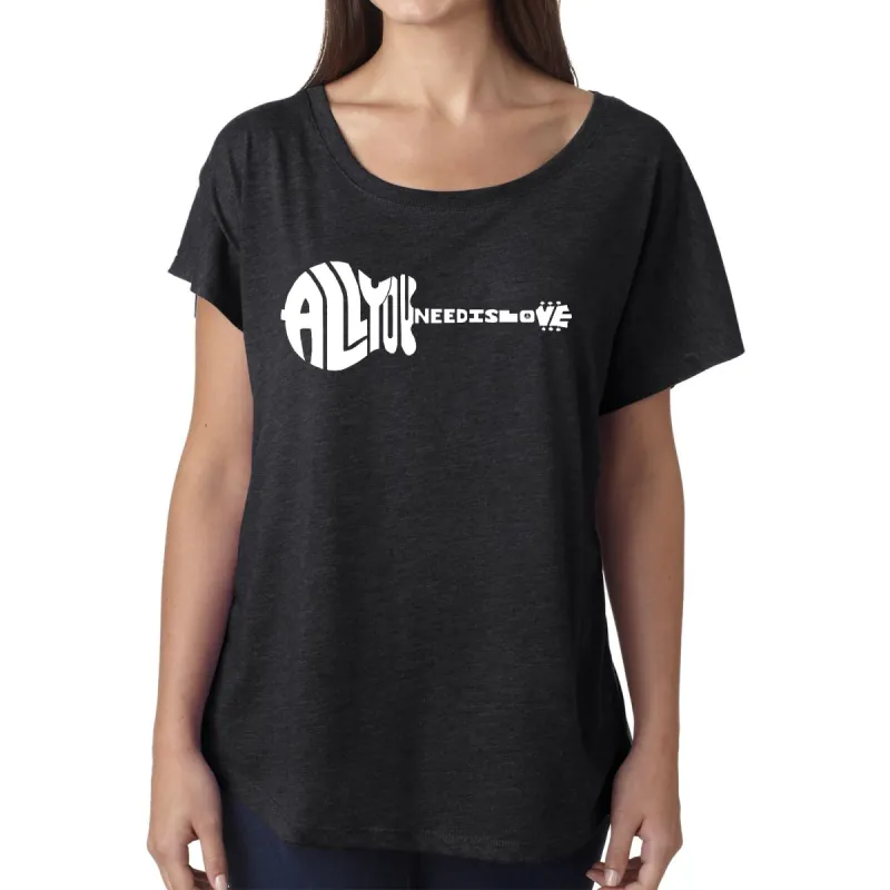 LA Pop Art Women's Dolman Word Art Shirt - All You Need Is Love sold by LA Pop Art