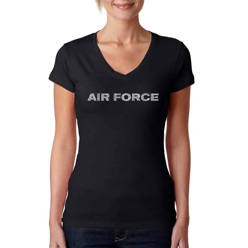 Lyrics To The Air Force Song - Women's Word Art V-Neck T-Shirt sold by LA Pop Art