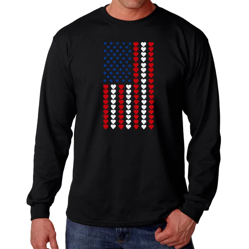 Heart Flag - Men's Word Art Long Sleeve T-Shirt sold by LA Pop Art