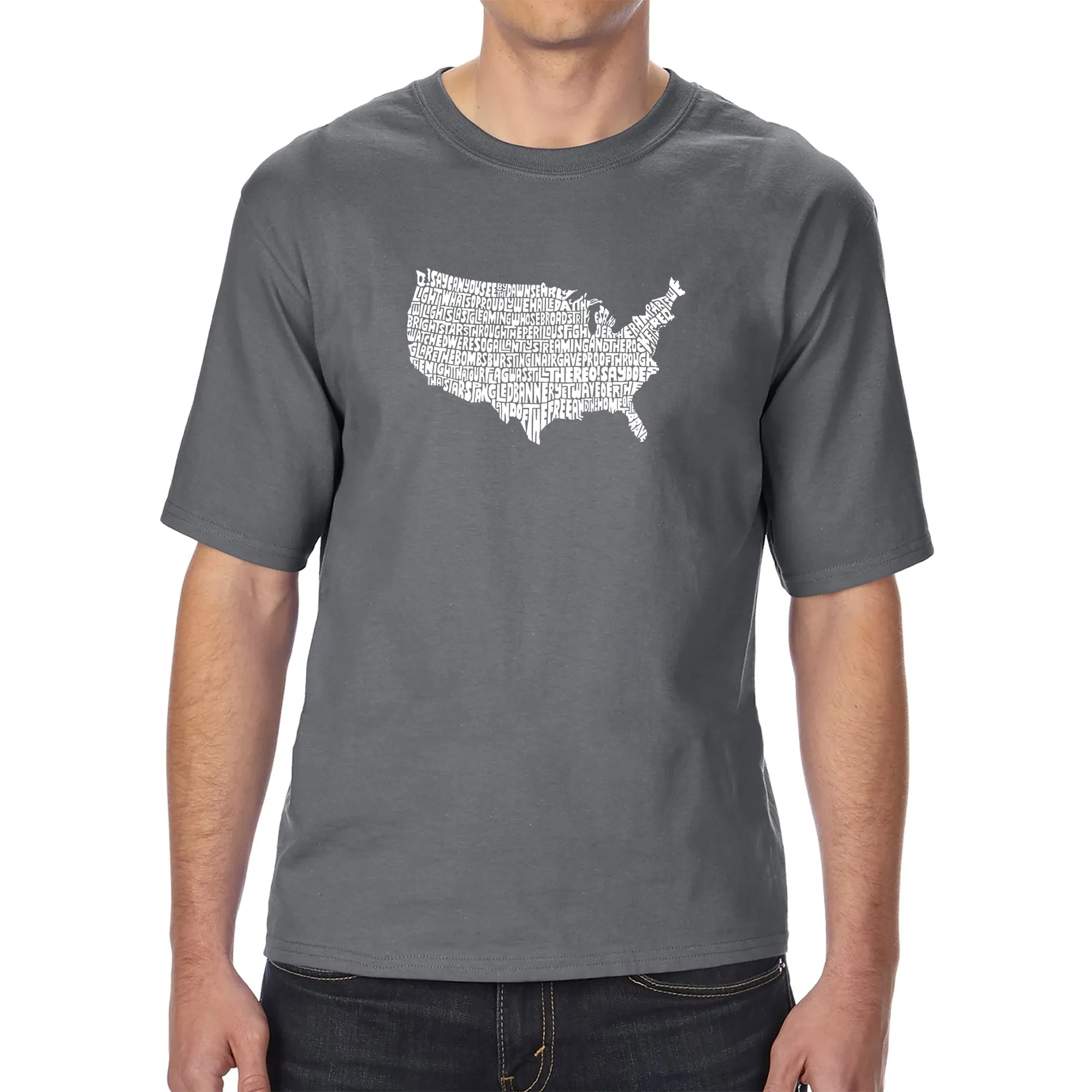 THE STAR SPANGLED BANNER - Men's Tall Word Art T-Shirt sold by LA Pop Art product image thumbnail 4