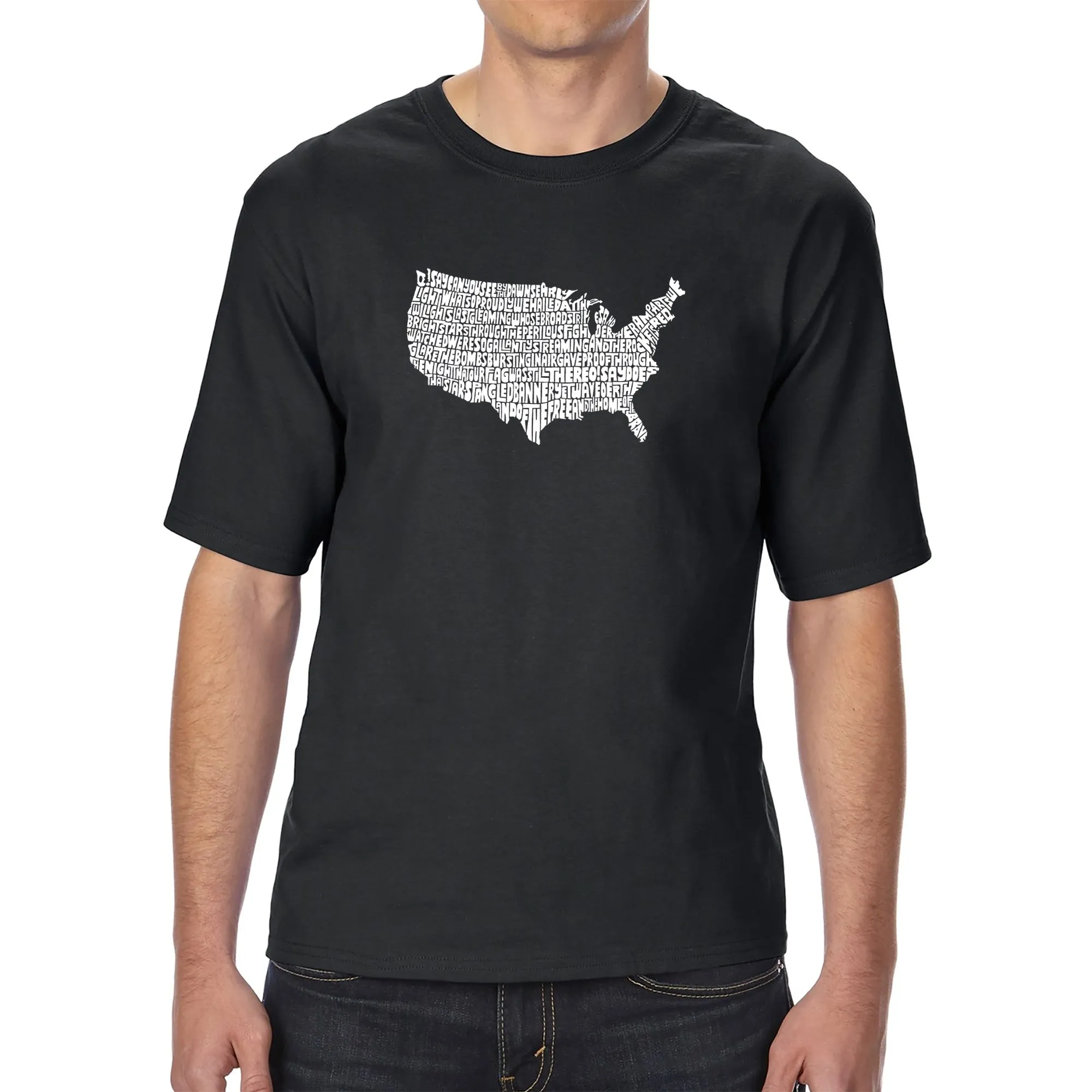 THE STAR SPANGLED BANNER - Men's Tall Word Art T-Shirt sold by LA Pop Art