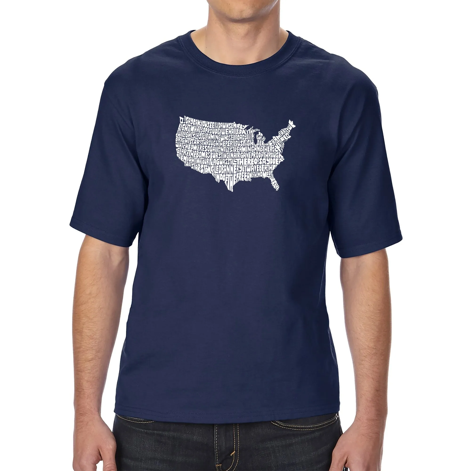 THE STAR SPANGLED BANNER - Men's Tall Word Art T-Shirt sold by LA Pop Art product image thumbnail 3
