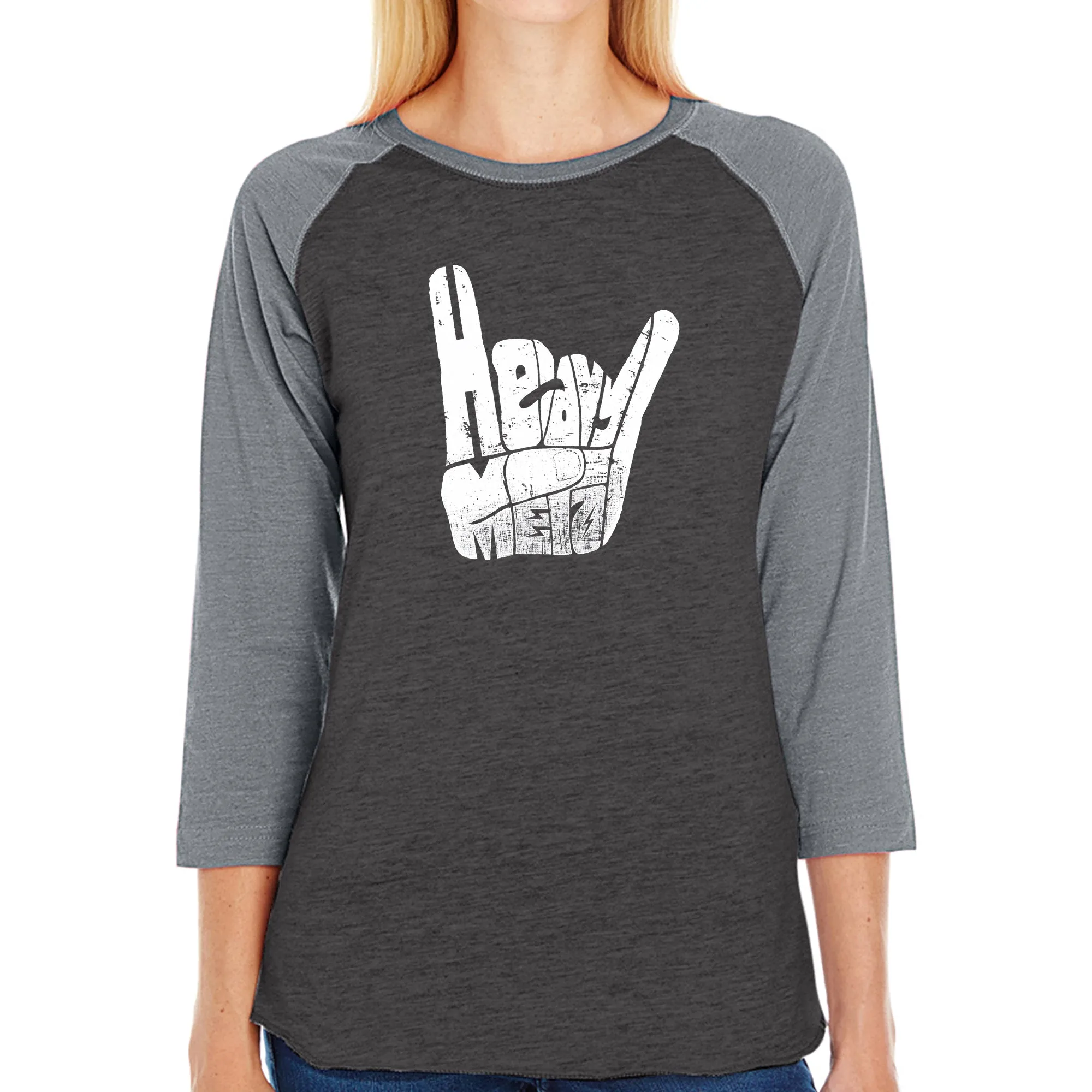 Heavy Metal - Women's Raglan Baseball Word Art T-Shirt sold by LA Pop Art product image thumbnail 3