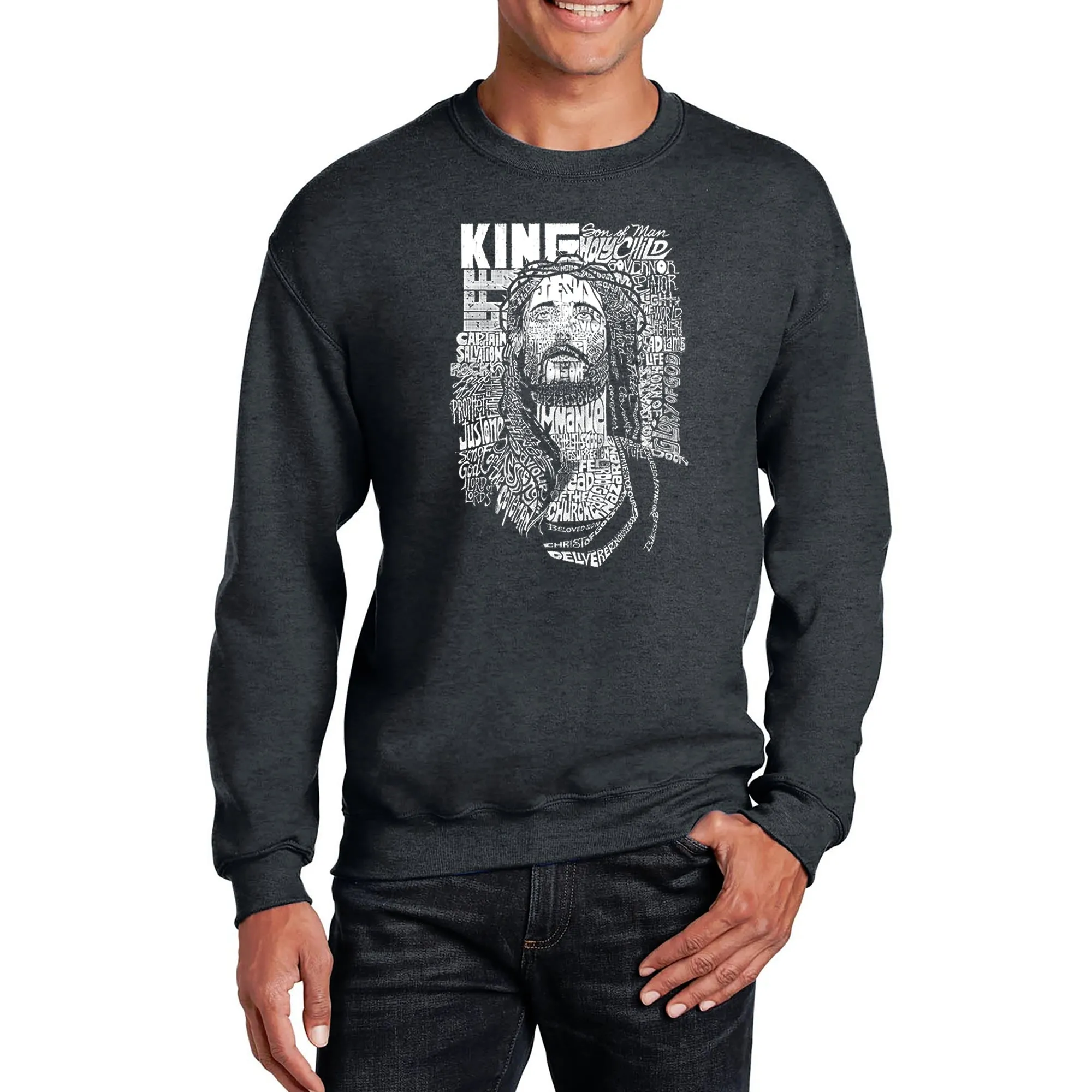 JESUS - Men's Word Art Crewneck Sweatshirt sold by LA Pop Art product image thumbnail 3
