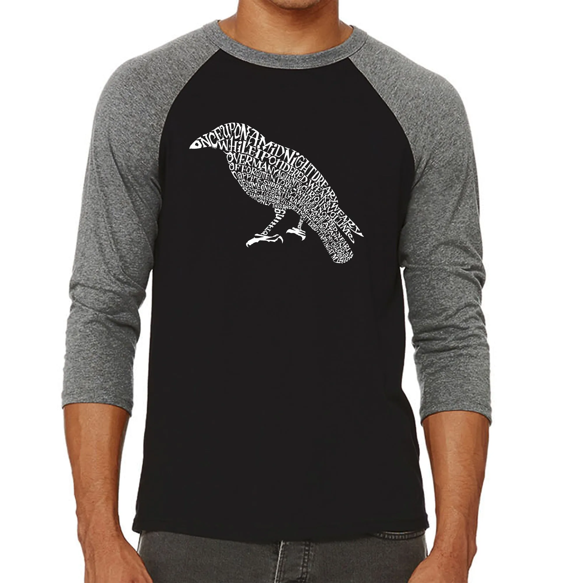 Edgar Allan Poe's The Raven - Men's Raglan Baseball Word Art T-Shirt sold by LA Pop Art product image thumbnail 4
