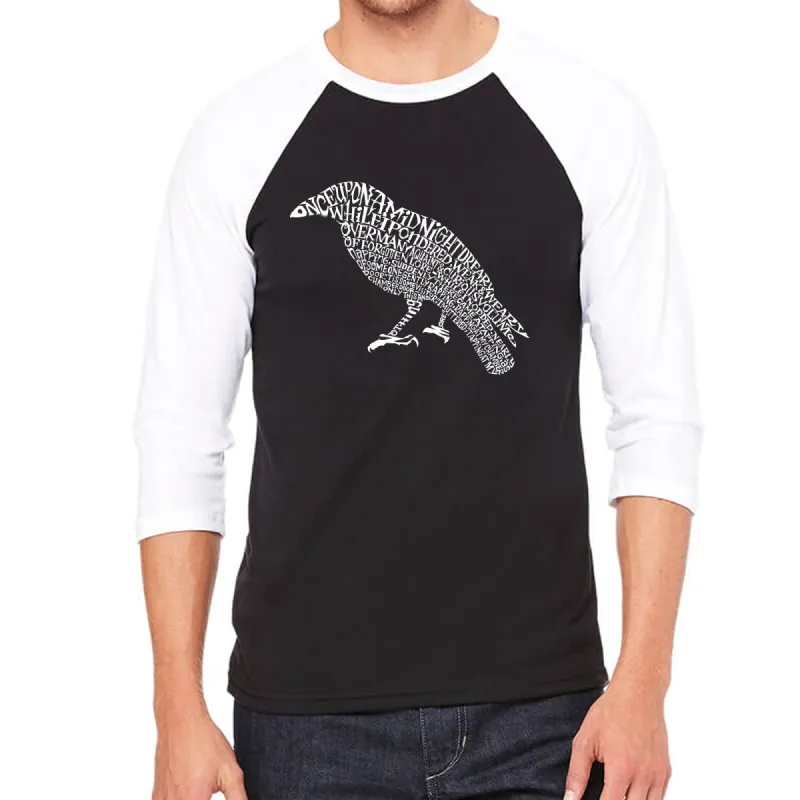 Edgar Allan Poe's The Raven - Men's Raglan Baseball Word Art T-Shirt sold by LA Pop Art