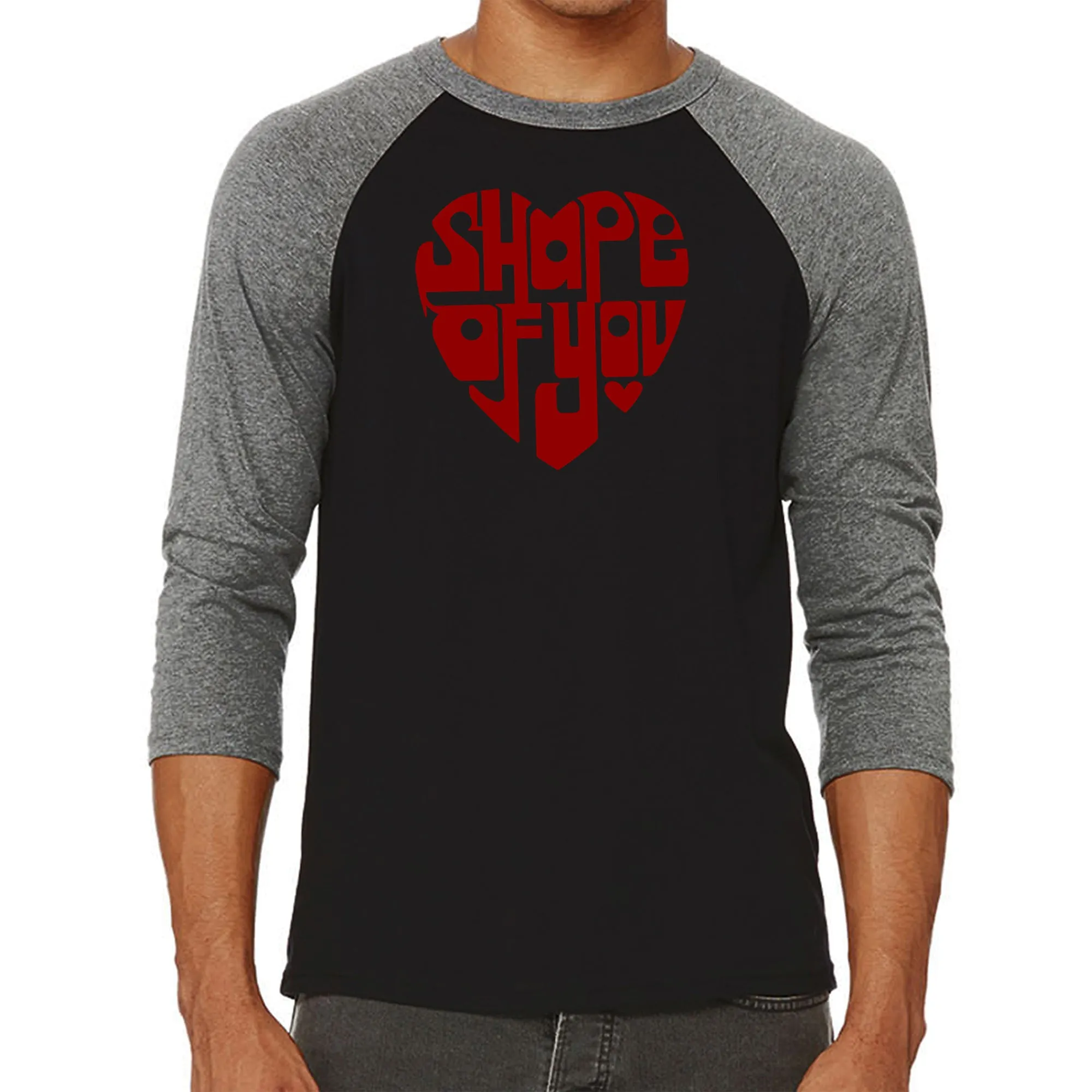 Shape of You - Men's Raglan Baseball Word Art T-Shirt sold by LA Pop Art product image thumbnail 4