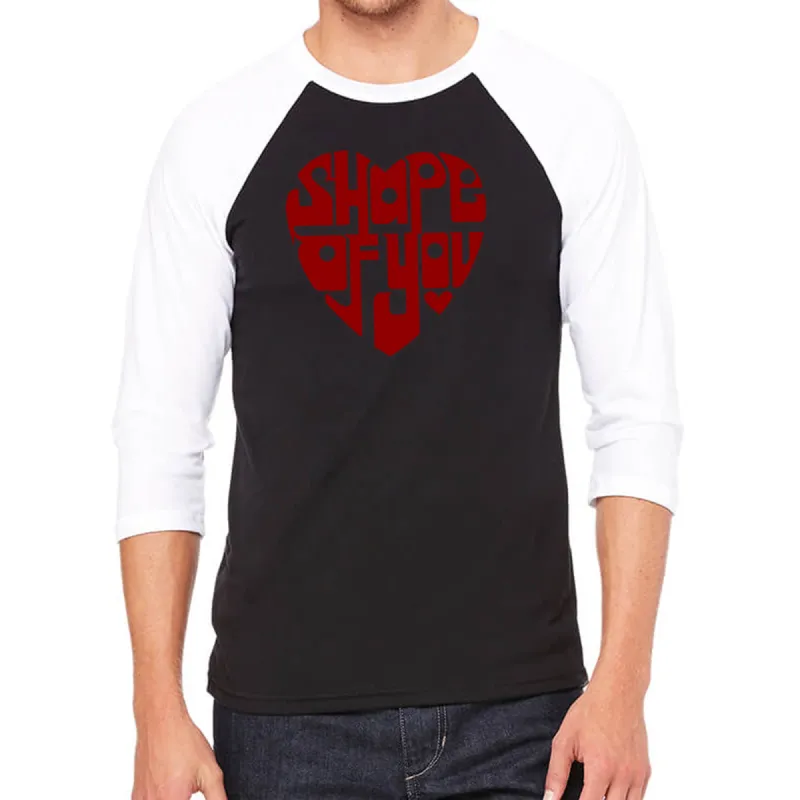 Shape of You - Men's Raglan Baseball Word Art T-Shirt sold by LA Pop Art