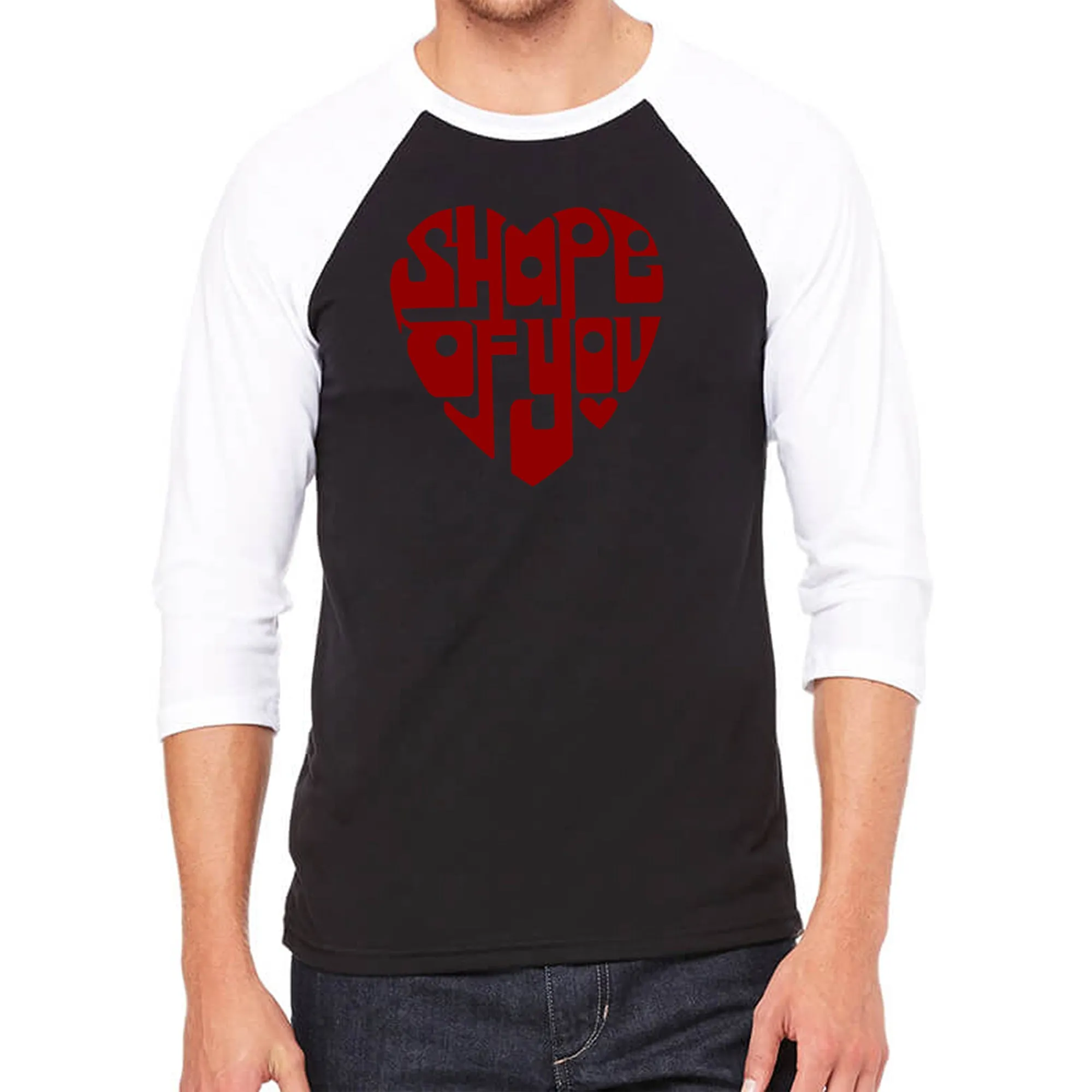 Shape of You - Men's Raglan Baseball Word Art T-Shirt sold by LA Pop Art