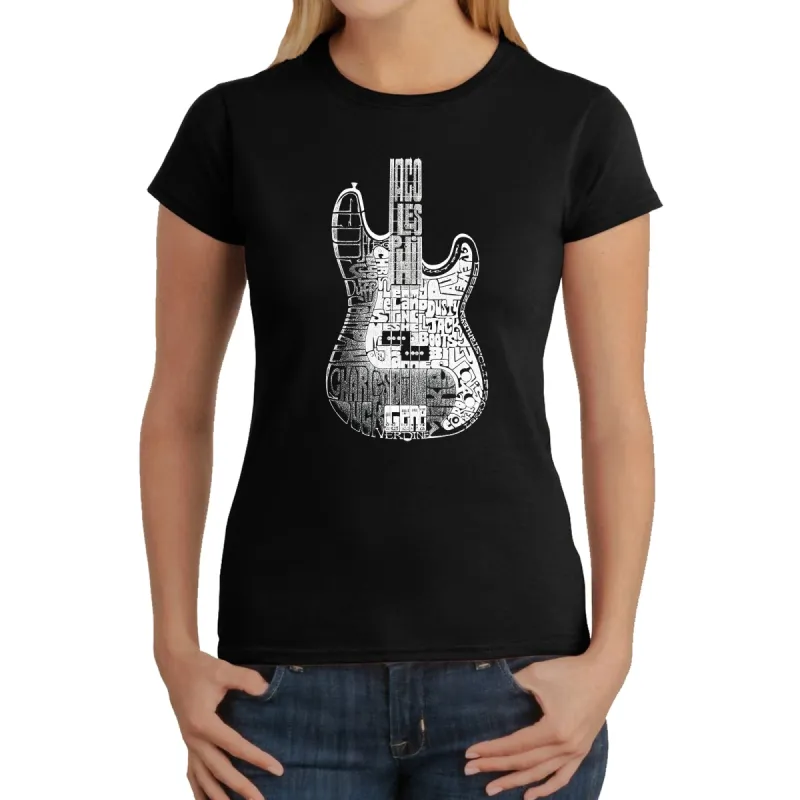 Bass Guitar  - Women's Word Art T-Shirt sold by LA Pop Art