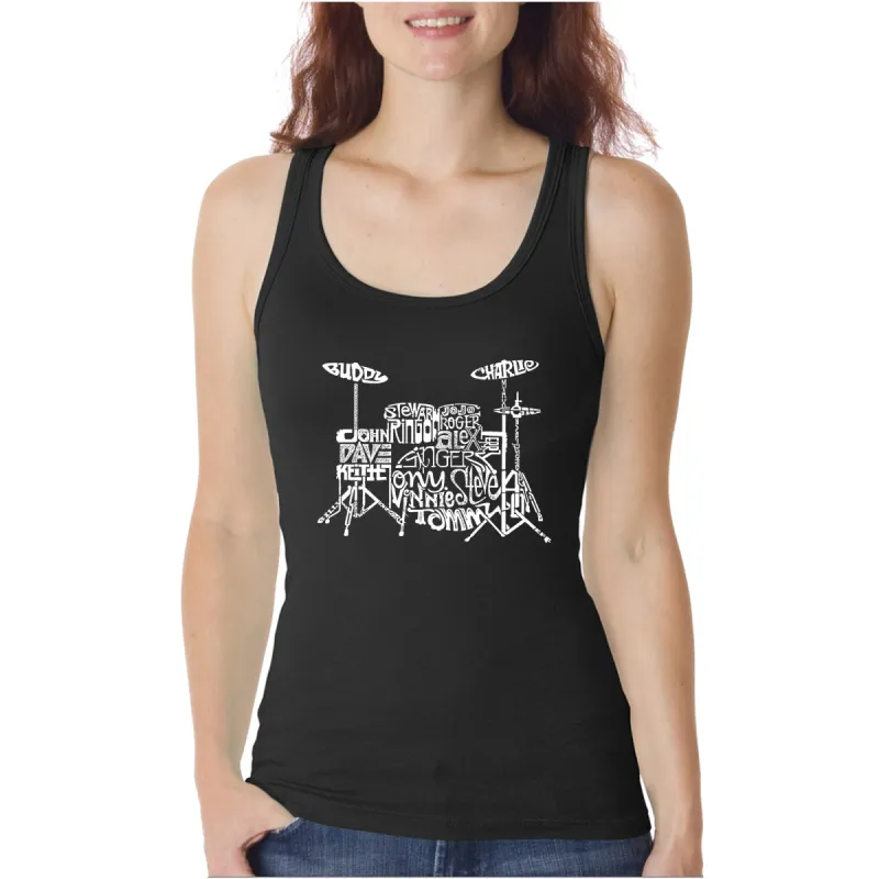 Drums  - Women's Word Art Tank Top sold by LA Pop Art