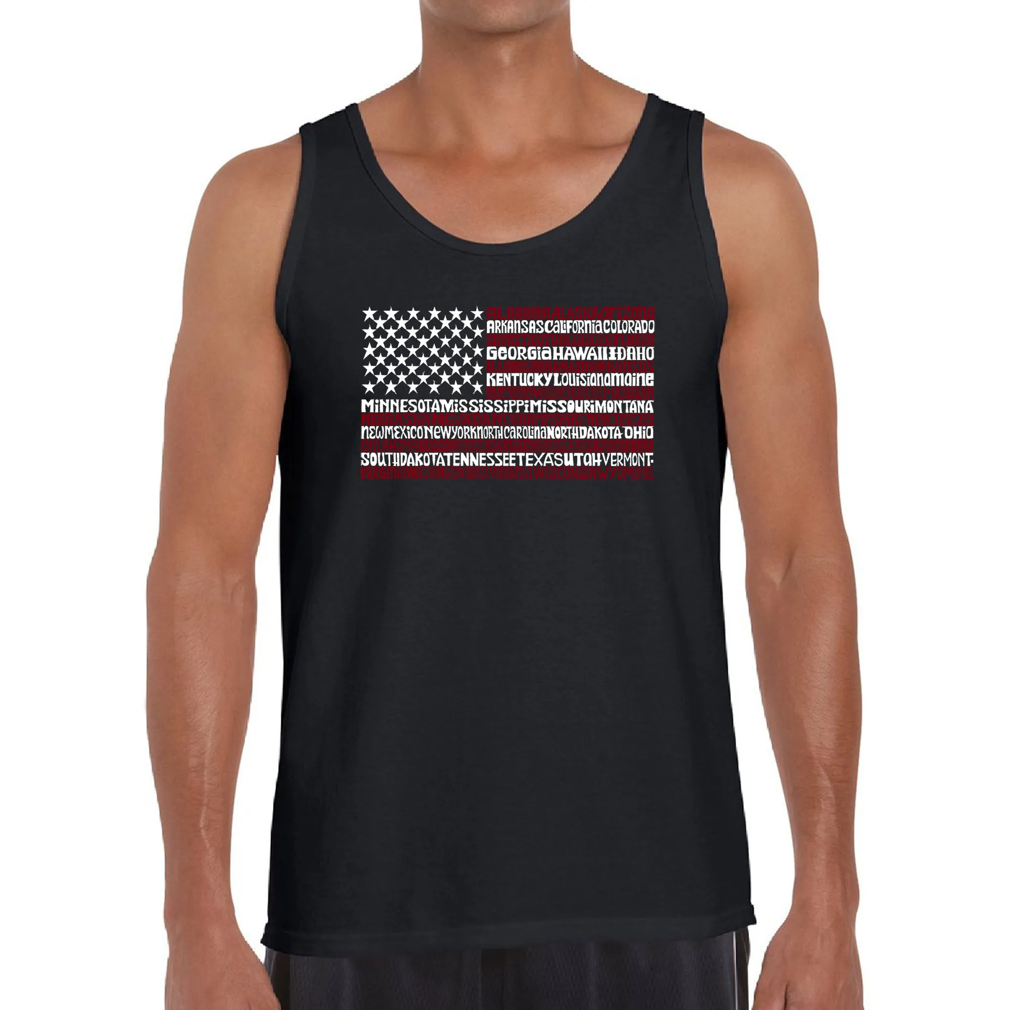 50 States USA Flag - Men's Word Art Tank Top sold by LA Pop Art