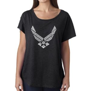 LA Pop Art Women's Dolman Word Art Shirt - LYRICS TO THE AIR FORCE SONG sold by LA Pop Art