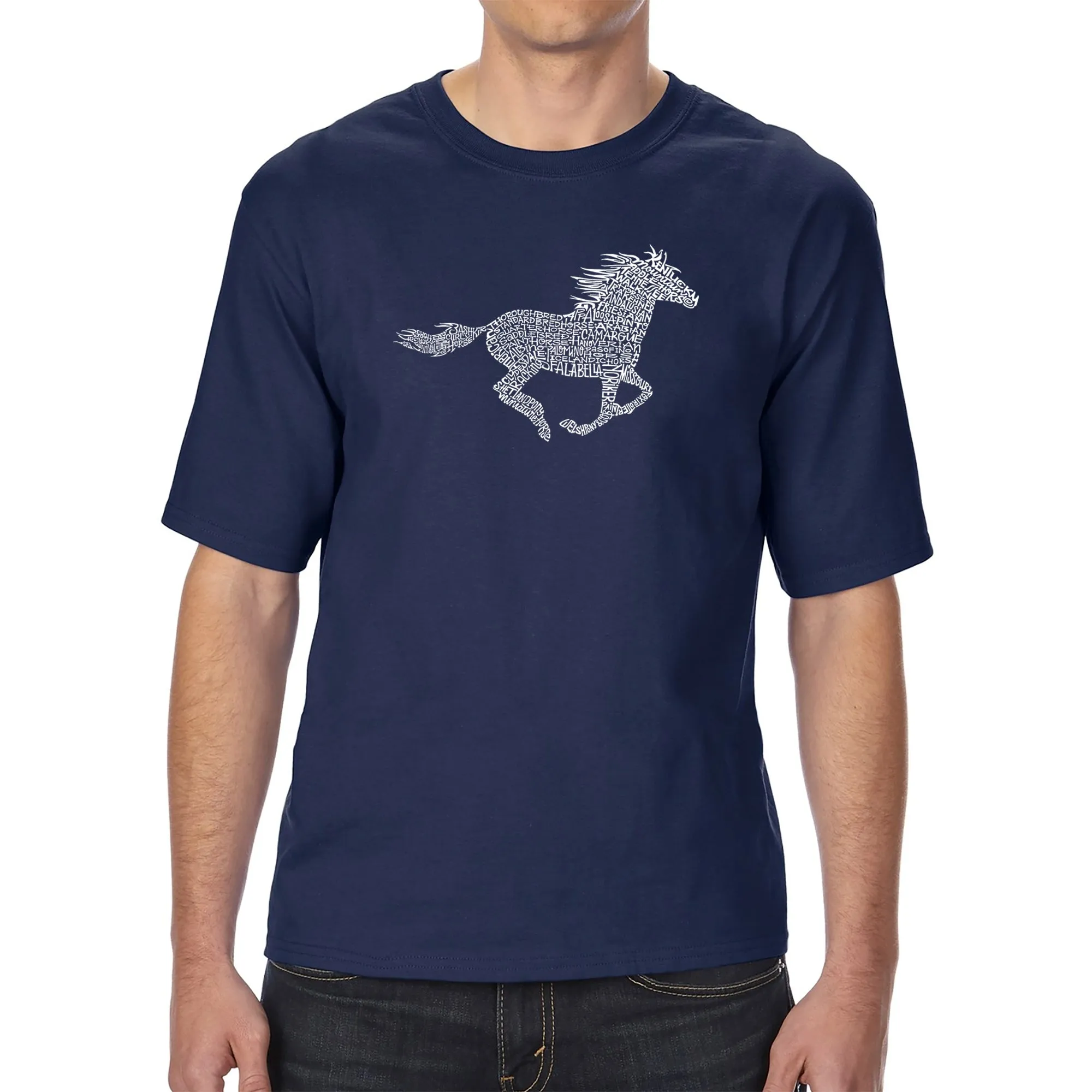 Horse Breeds - Men's Tall Word Art T-Shirt sold by LA Pop Art product image thumbnail 3
