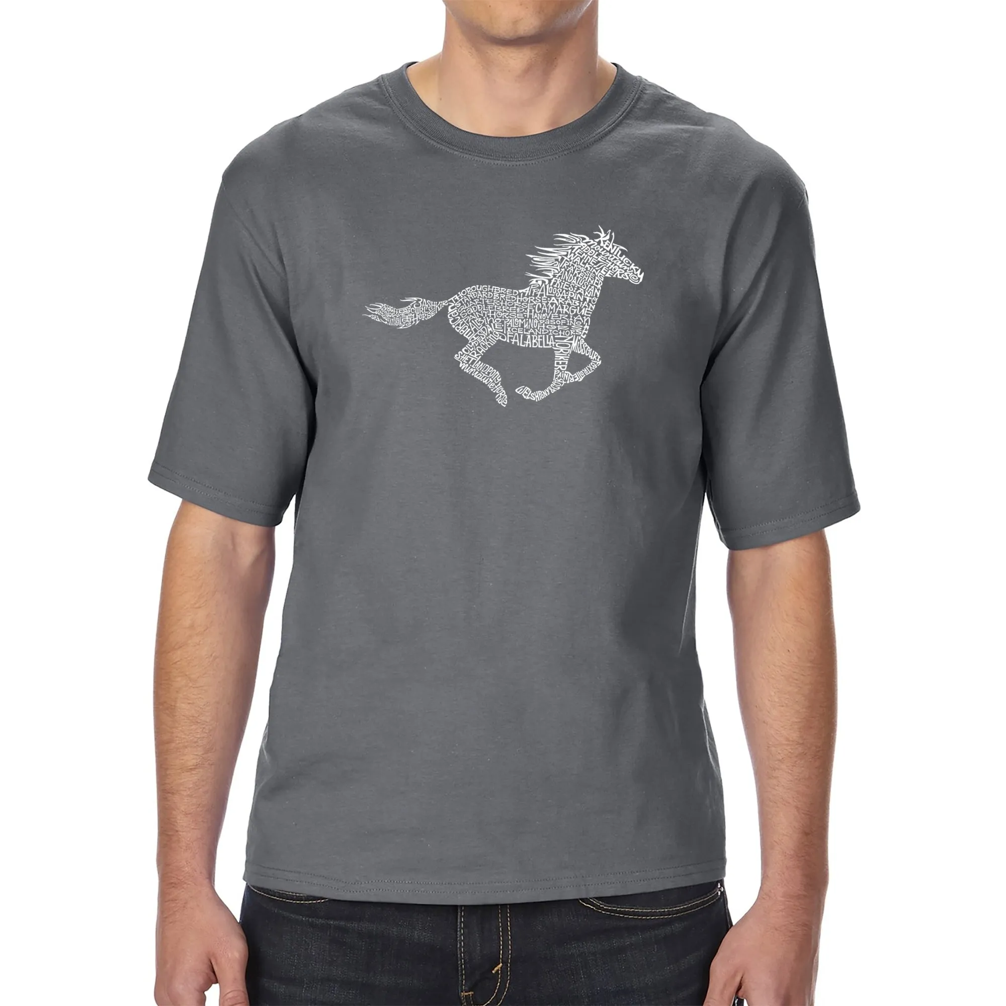 Horse Breeds - Men's Tall Word Art T-Shirt sold by LA Pop Art product image thumbnail 4