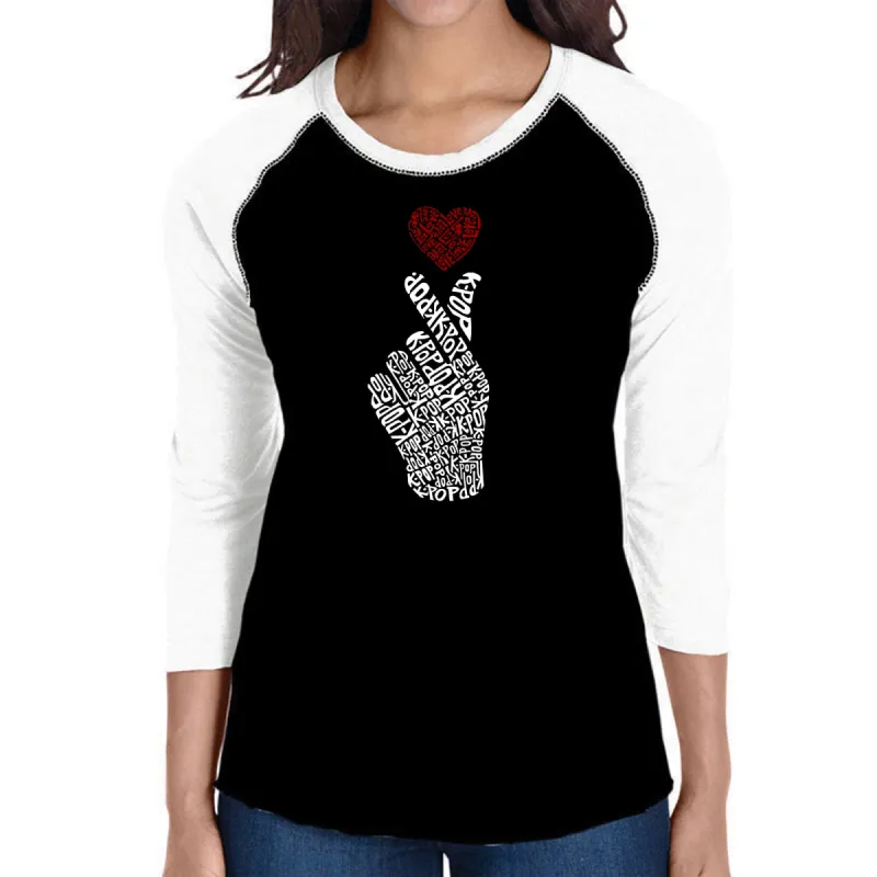 K-Pop  - Women's Raglan Word Art T-Shirt sold by LA Pop Art