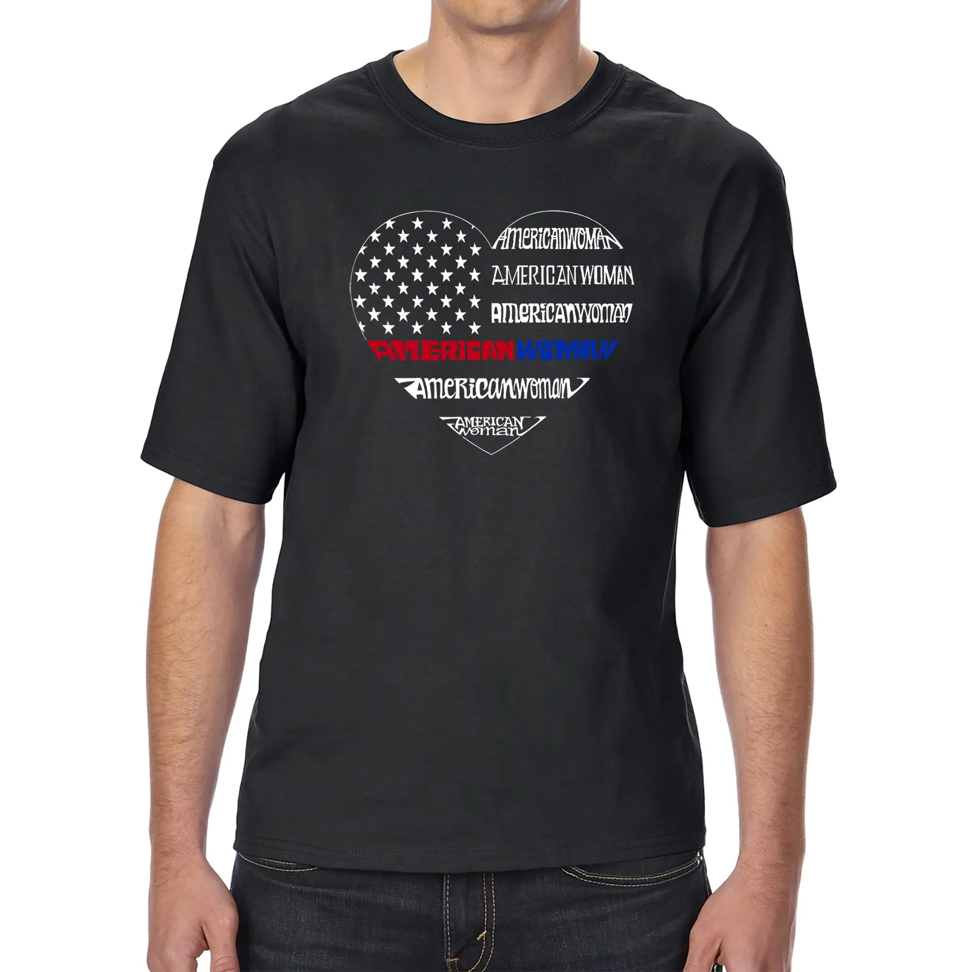 American Woman - Men's Tall and Long Word Art T-Shirt sold by LA Pop Art