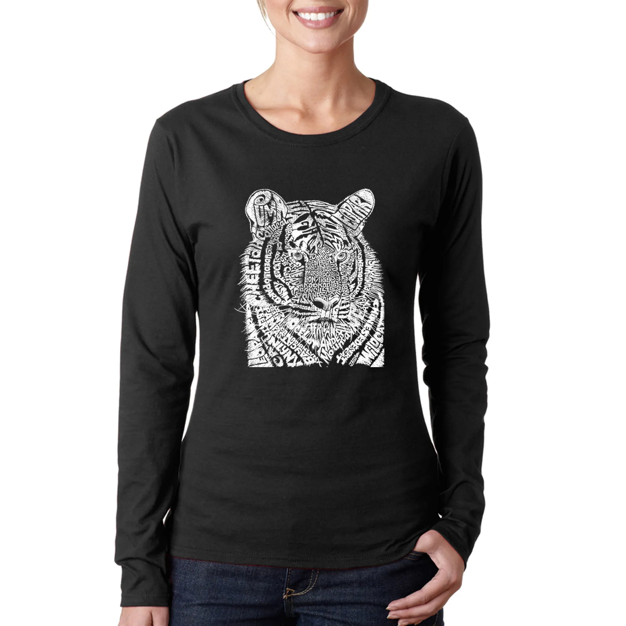 Big Cats - Women's Word Art Long Sleeve T-Shirt sold by LA Pop Art