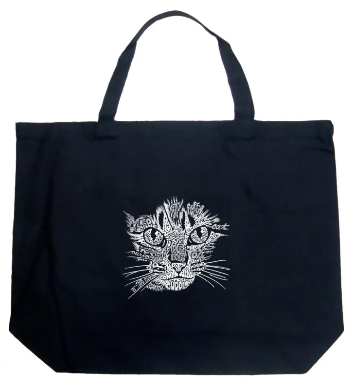 Cat Face - Large Word Art Tote Bag sold by LA Pop Art