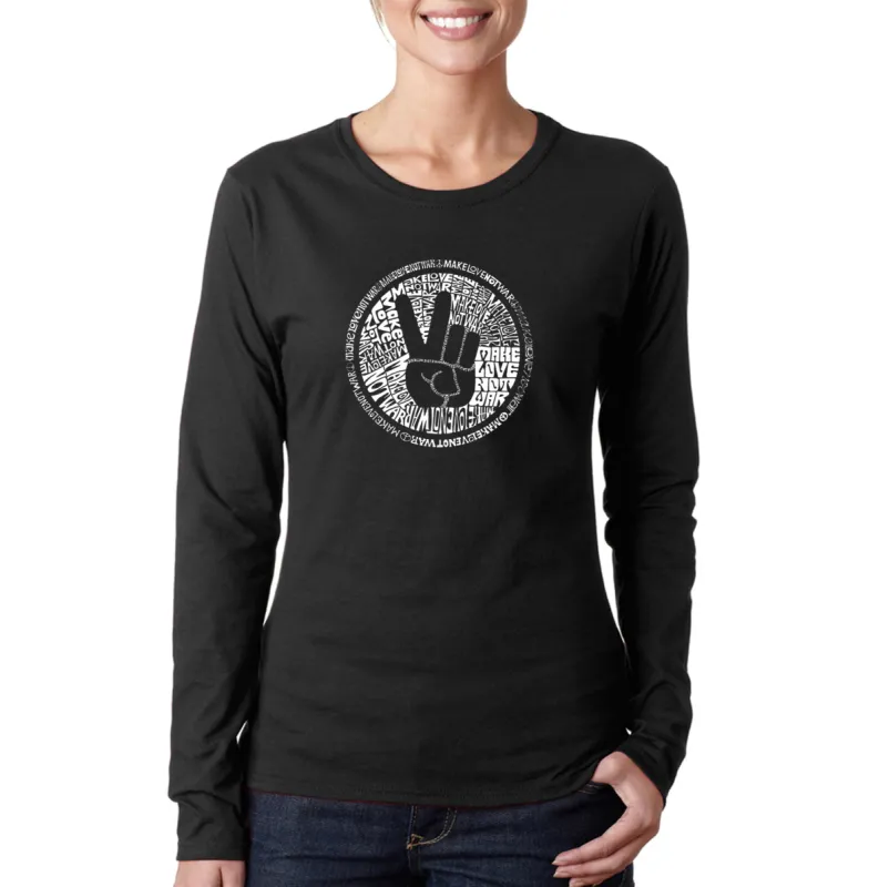MAKE LOVE NOT WAR - Women's Word Art Long Sleeve T-Shirt sold by LA Pop Art