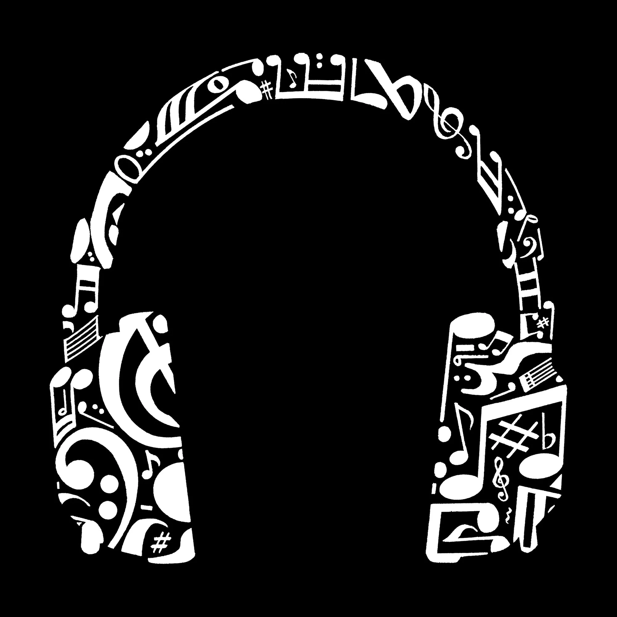 Music Note Headphones - Women's Word Art V-Neck T-Shirt sold by LA Pop Art product image thumbnail 2