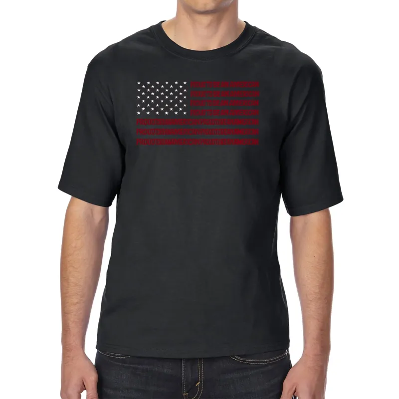Proud To Be An American - Men's Tall and Long Word Art T-Shirt sold by LA Pop Art