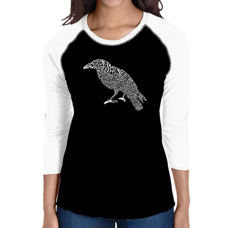 Edgar Allan Poe's The Raven - Women's Raglan Baseball Word Art T-Shirt sold by LA Pop Art