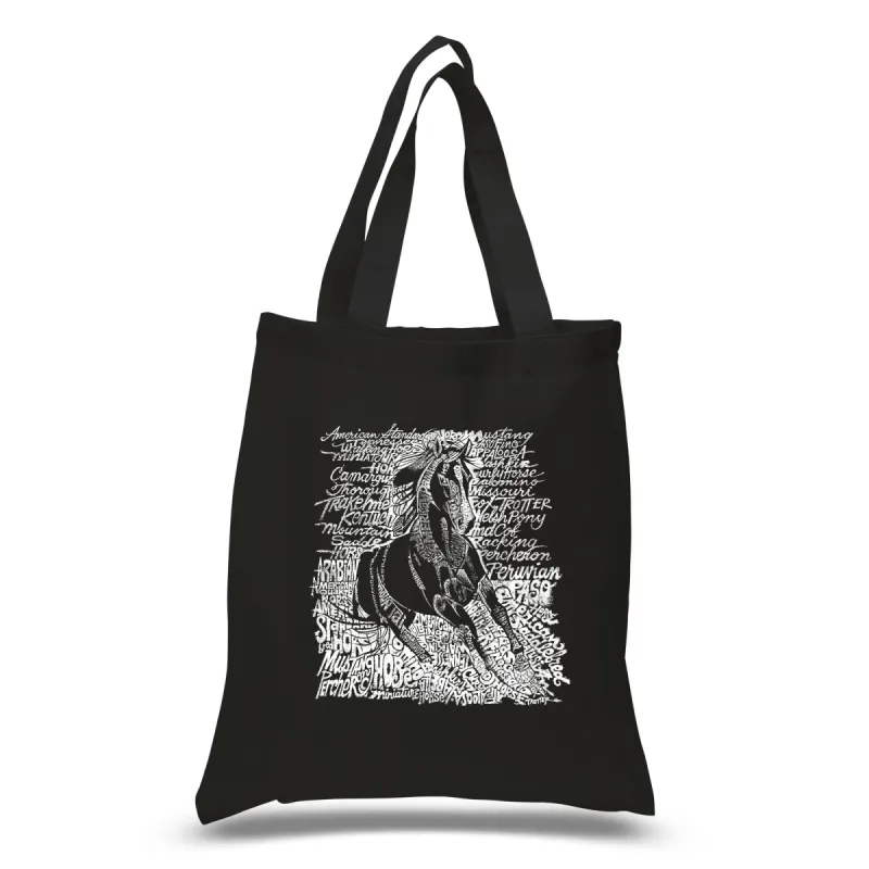 POPULAR HORSE BREEDS - Small Word Art Tote Bag sold by LA Pop Art