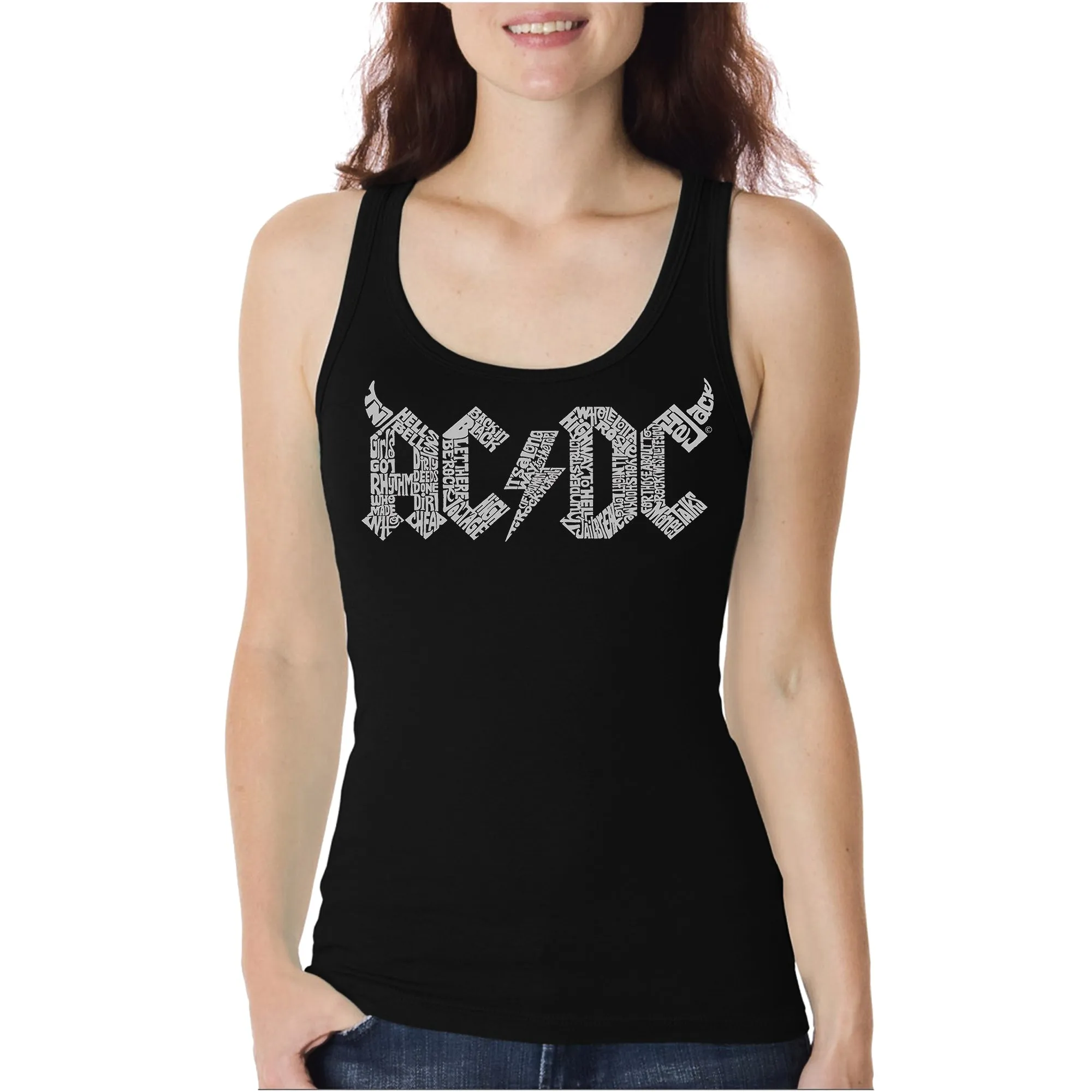 AC/DC Classic Horns Logo - Women's Word Art Tank Top sold by LA Pop Art
