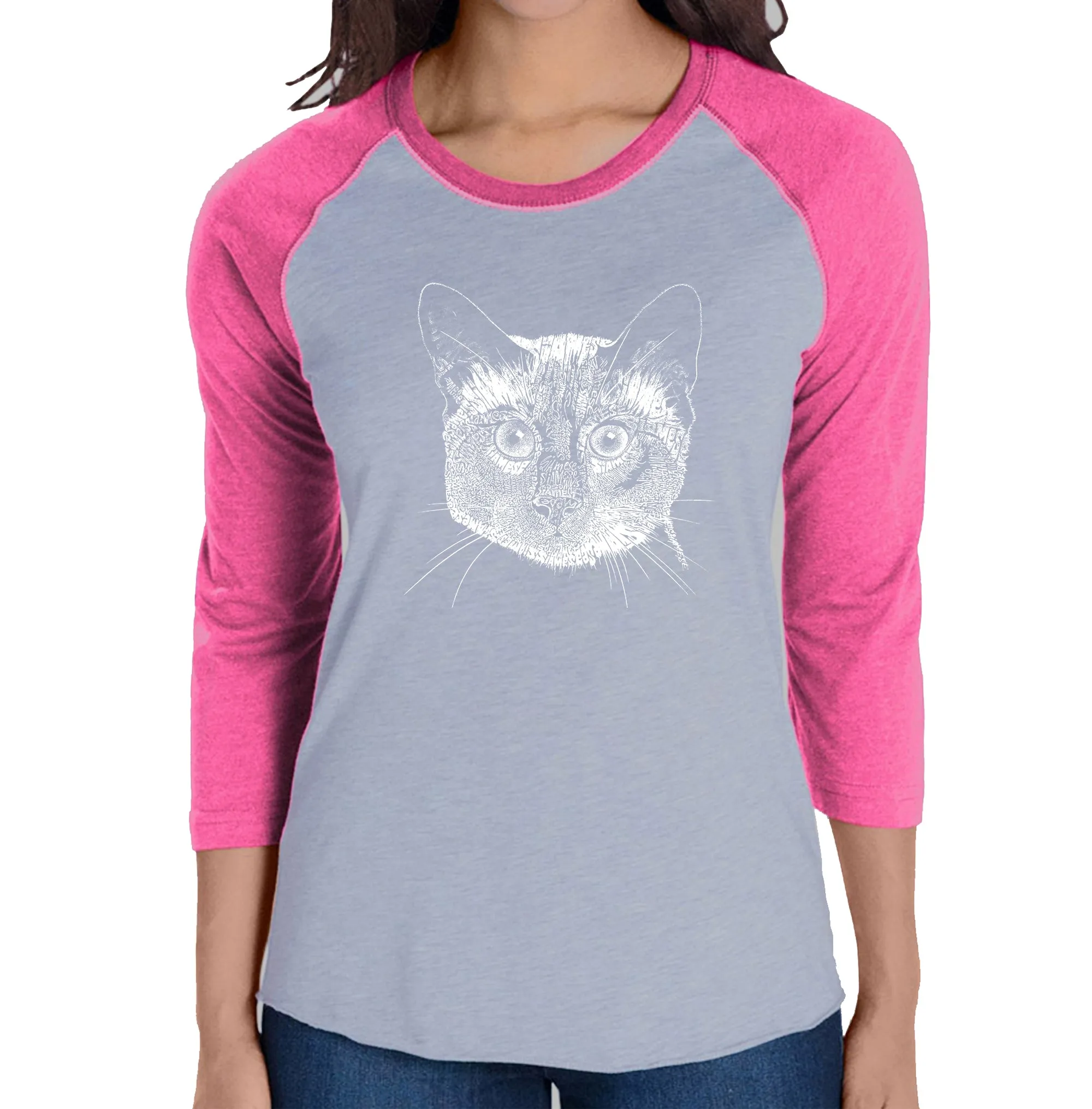 Siamese Cat - Women's Raglan Baseball Word Art T-Shirt sold by LA Pop Art product image thumbnail 3