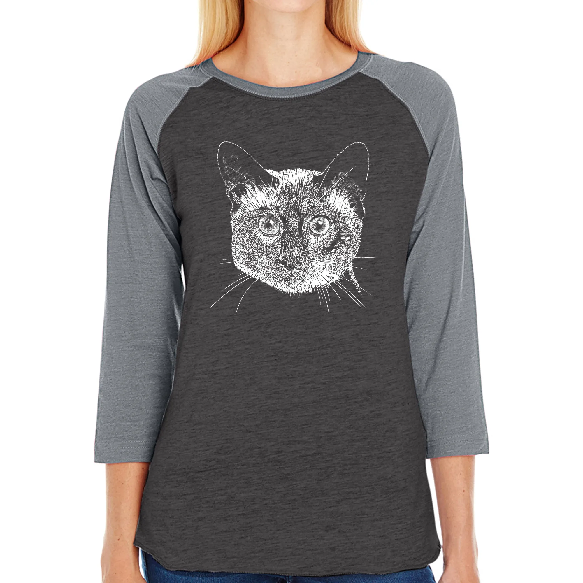 Siamese Cat - Women's Raglan Baseball Word Art T-Shirt sold by LA Pop Art product image thumbnail 4