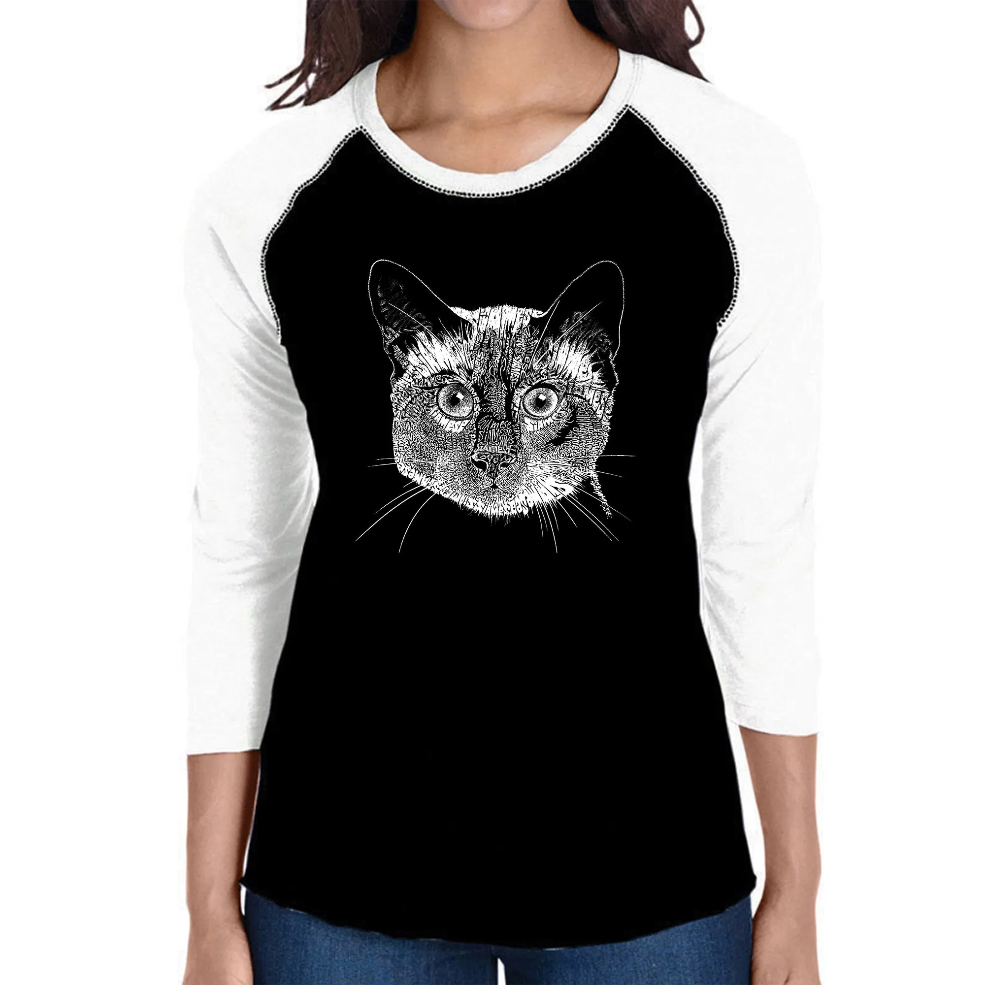 Siamese Cat - Women's Raglan Baseball Word Art T-Shirt sold by LA Pop Art