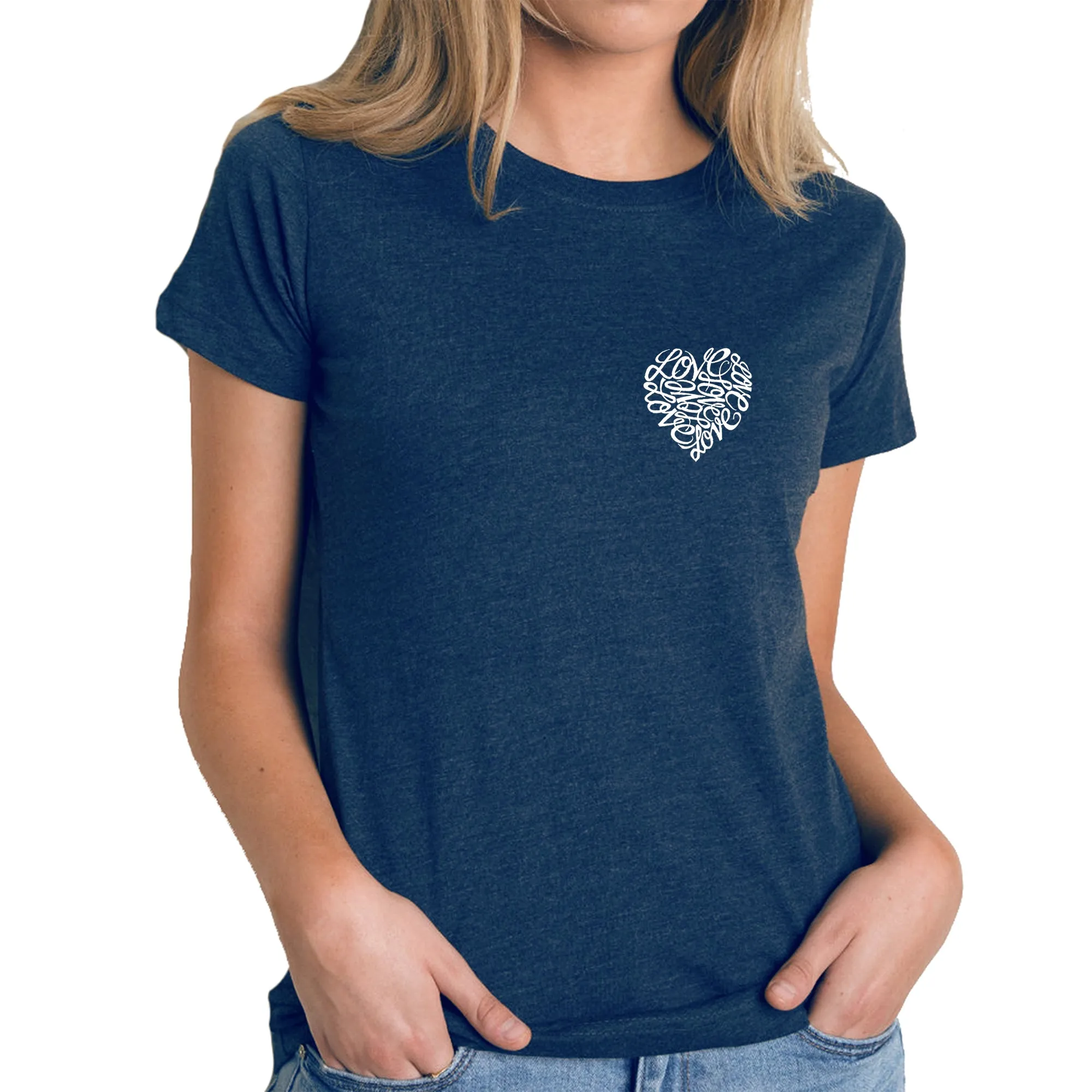 Cursive Heart - Women's Premium Blend Word Art T-Shirt sold by LA Pop Art product image thumbnail 3
