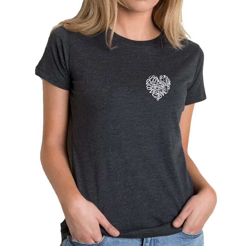 Cursive Heart - Women's Premium Blend Word Art T-Shirt sold by LA Pop Art
