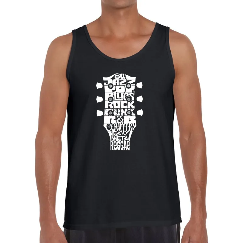 Guitar Head Music Genres  - Men's Word Art Tank Top sold by LA Pop Art