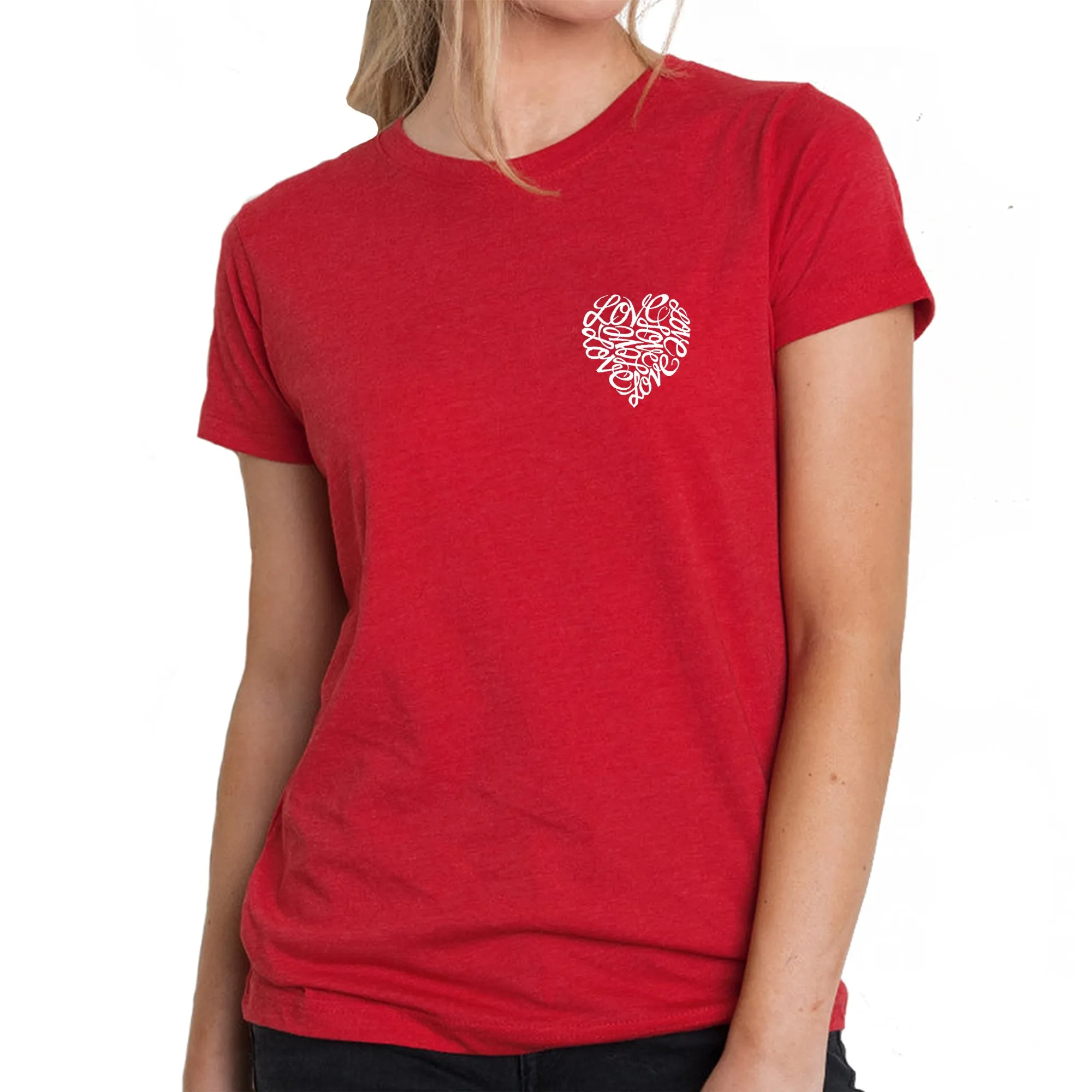Cursive Heart - Women's Premium Blend Word Art T-Shirt sold by LA Pop Art product image thumbnail 5