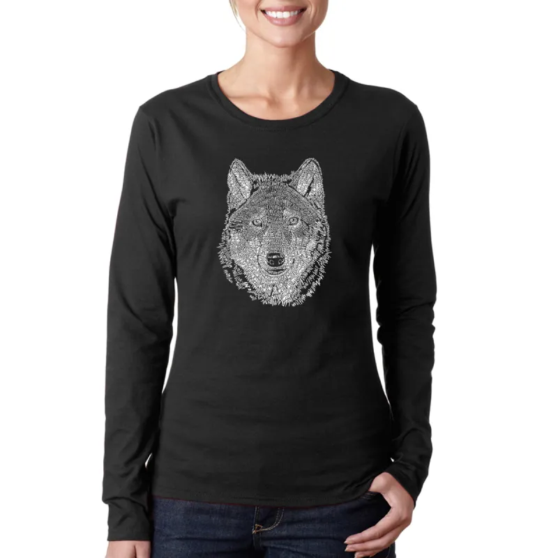 Wolf - Women's Word Art Long Sleeve T-Shirt sold by LA Pop Art