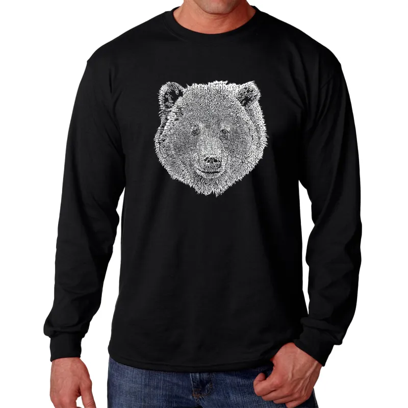 Bear Face  - Men's Word Art Long Sleeve T-Shirt sold by LA Pop Art