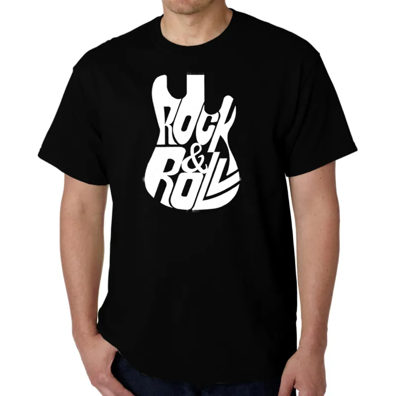 Rock And Roll Guitar - Men's Word Art T-Shirt sold by LA Pop Art
