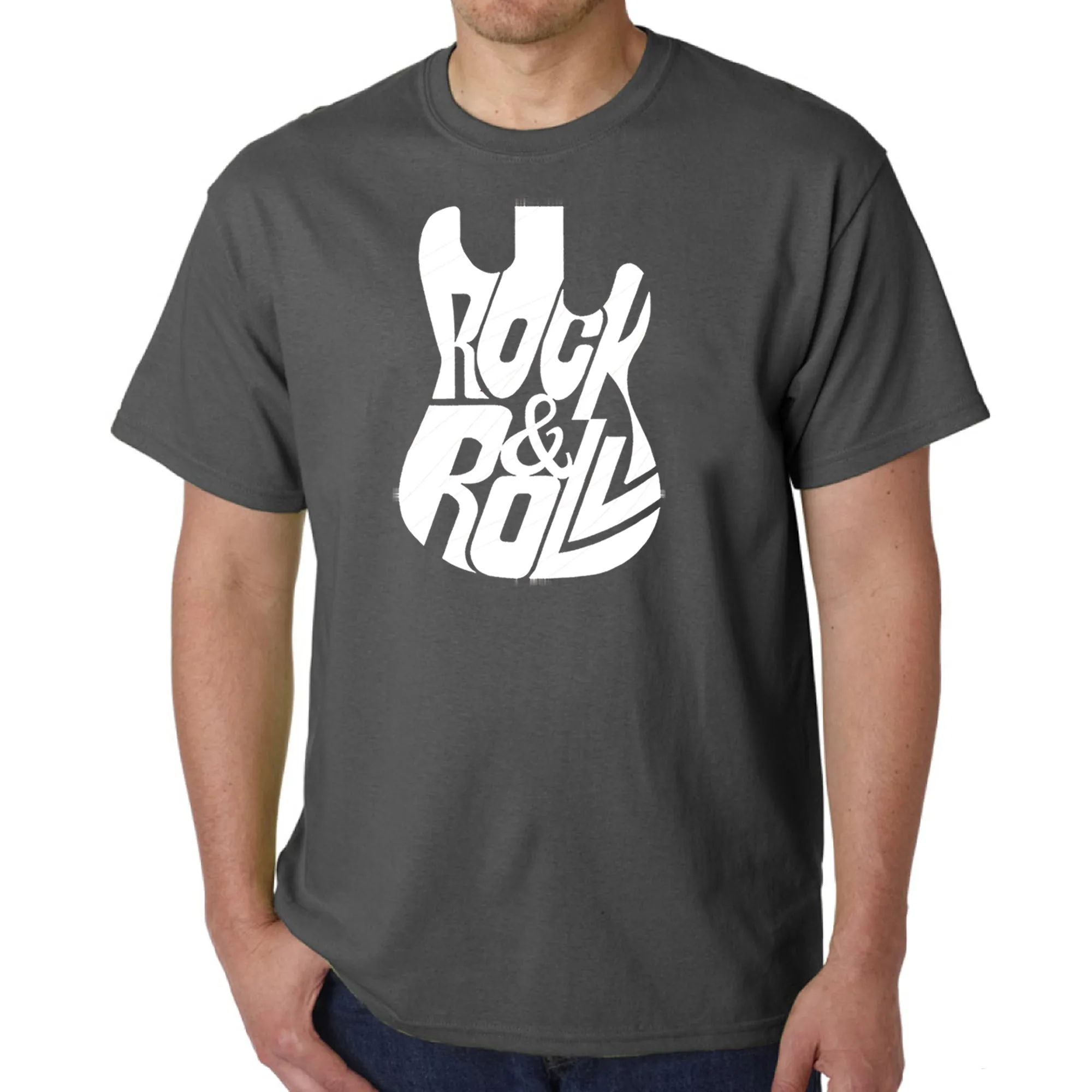 Rock And Roll Guitar - Men's Word Art T-Shirt sold by LA Pop Art product image thumbnail 5