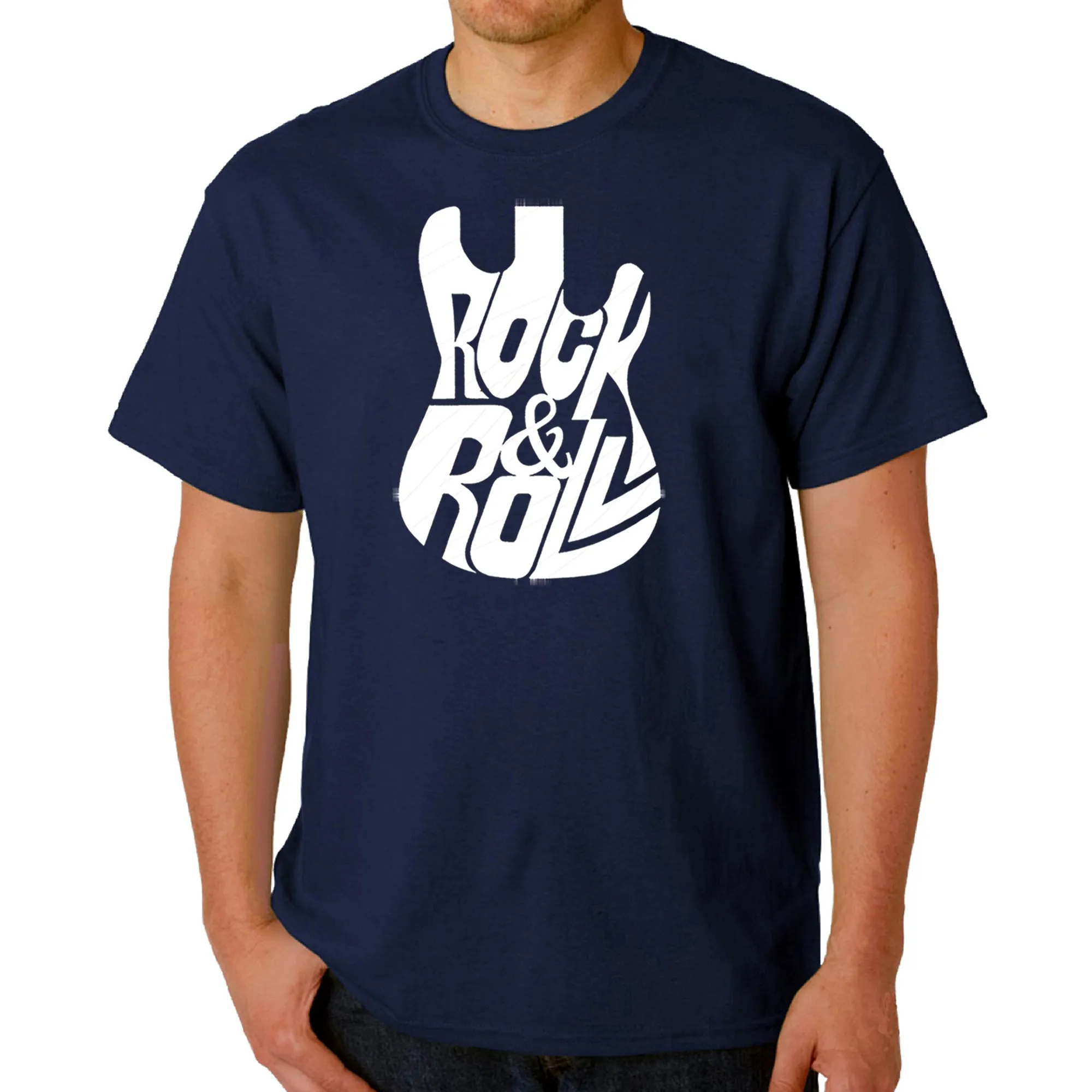 Rock And Roll Guitar - Men's Word Art T-Shirt sold by LA Pop Art product image thumbnail 3