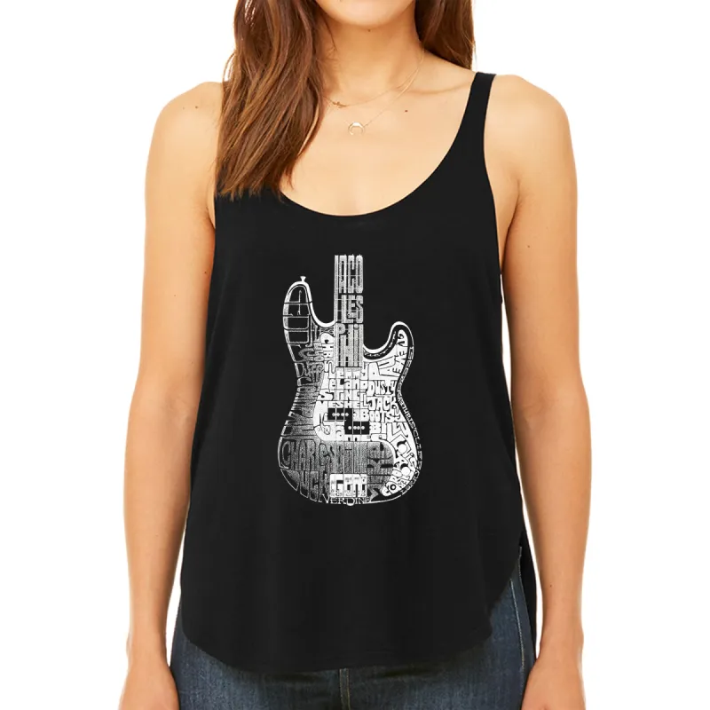 Bass Guitar  - Women's Premium Word Art Flowy Tank Top sold by LA Pop Art