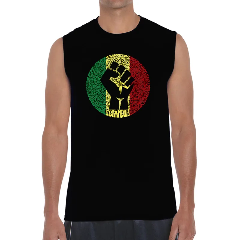 Get Up Stand Up - Men's Word Art Sleeveless T-Shirt sold by LA Pop Art