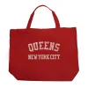 POPULAR NEIGHBORHOODS IN QUEENS, NY - Large Word Art Tote Bag sold by LA Pop Art