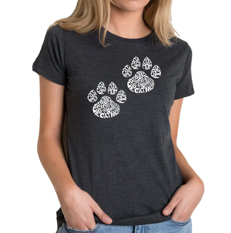 Cat Mom - Women's Premium Blend Word Art T-Shirt sold by LA Pop Art