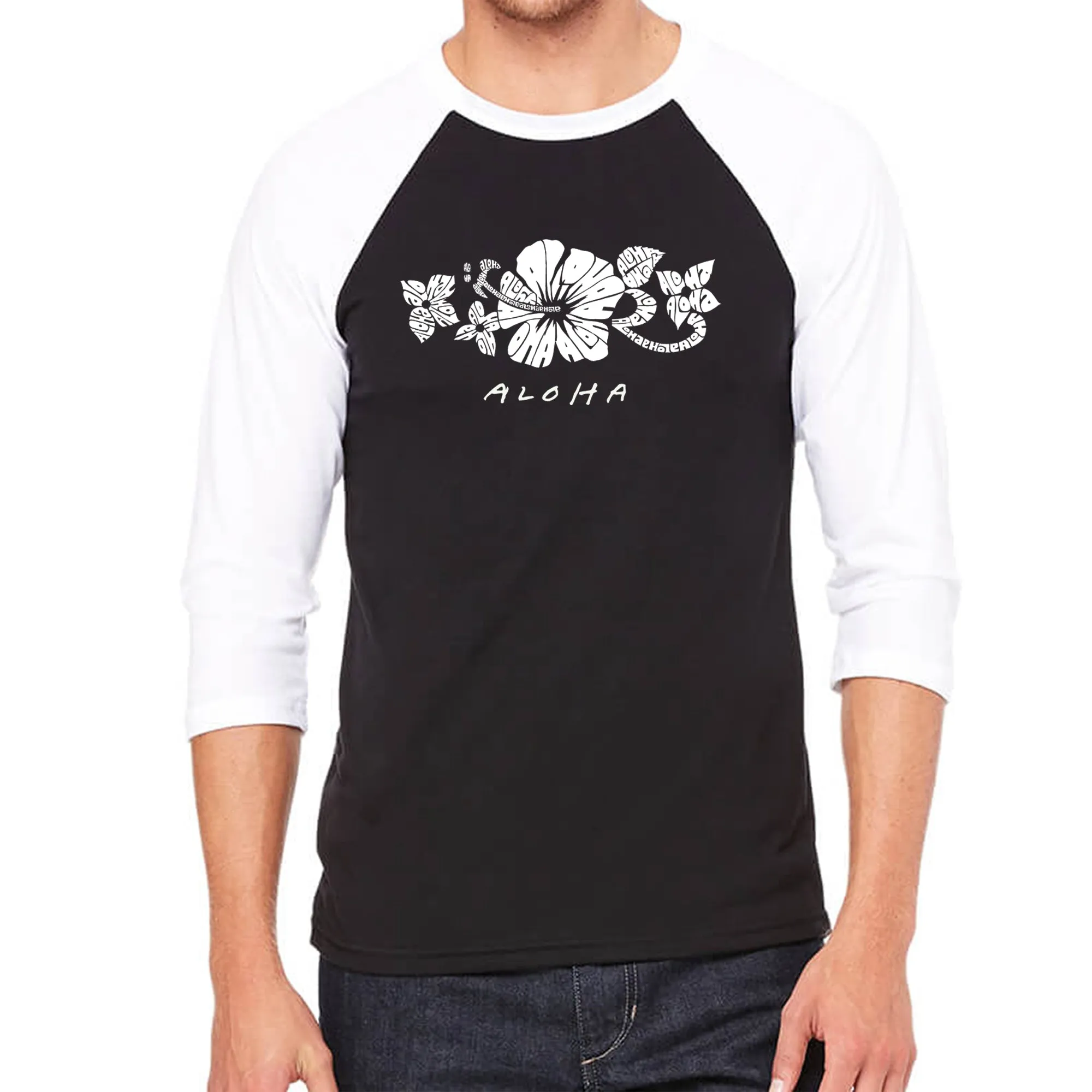 ALOHA - Men's Raglan Baseball Word Art T-Shirt sold by LA Pop Art