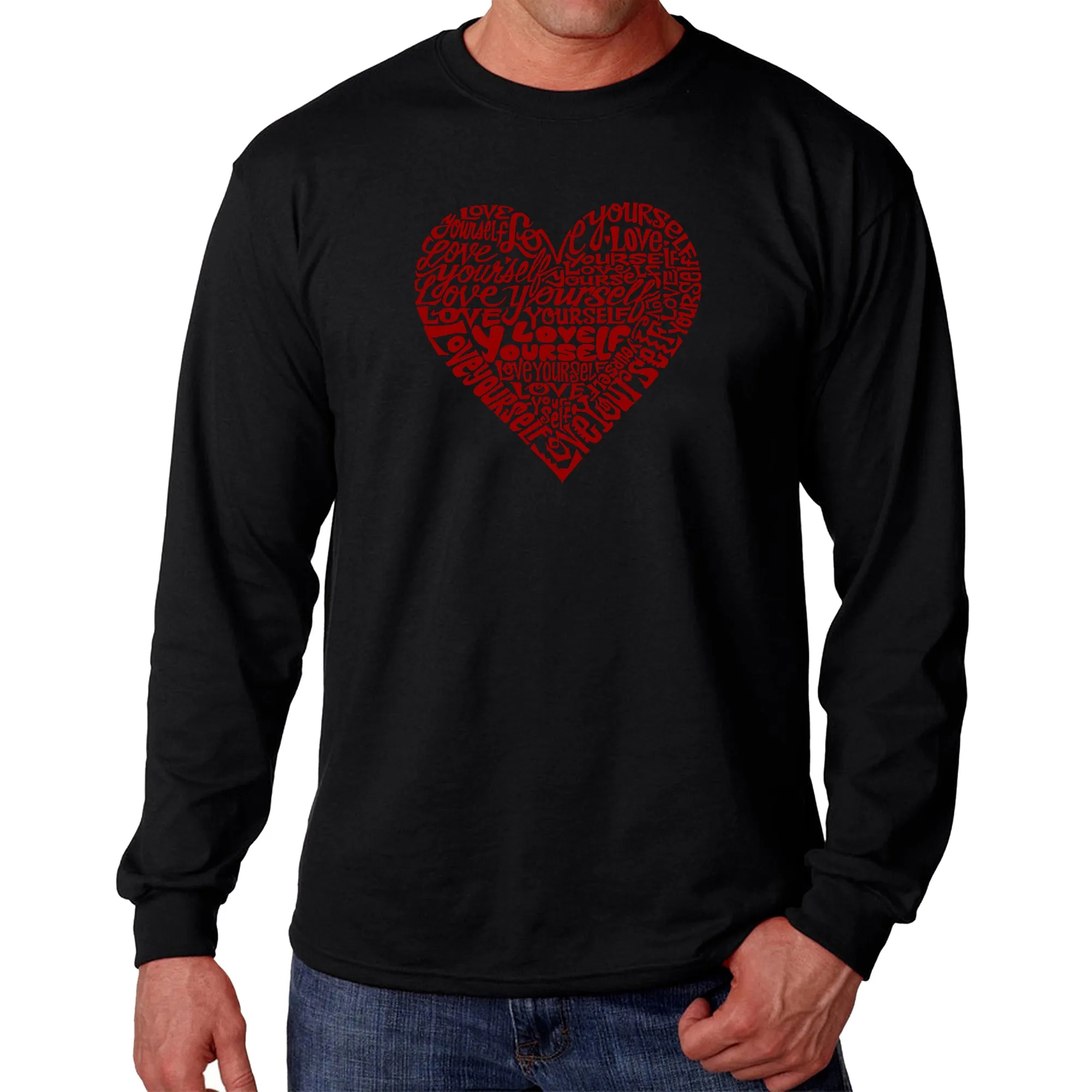 Love Yourself - Men's Word Art Long Sleeve T-Shirt sold by LA Pop Art