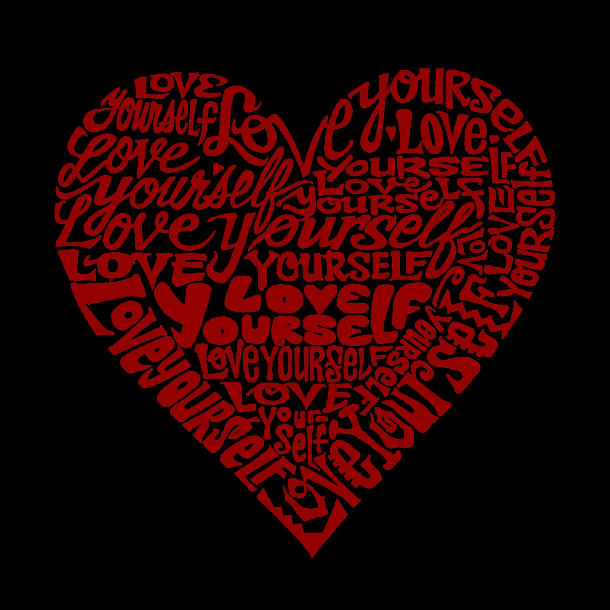 Love Yourself - Men's Word Art Long Sleeve T-Shirt sold by LA Pop Art product image thumbnail 2