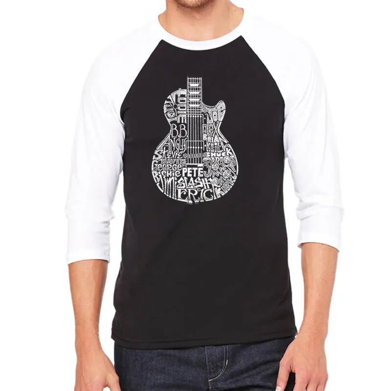 Rock Guitar - Men's Raglan Baseball Word Art T-Shirt sold by LA Pop Art